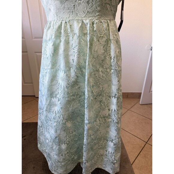 Aidan Mattox by Adrianna Papell Size 12 Mint Embroidered Ballgown Midi Dress New - Picture 5 of 14
